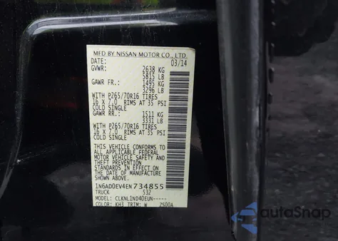2014 Nissan Frontier S from USA, damaged, VIN 1N6AD0EV4EN734855